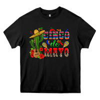 Black cinco de mayo cactus Heavy Core Tee - Zillion Design Studio