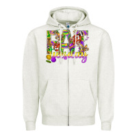 Oatmeal Heather Mardi Gras fat tuesday Zipper Hoodie - BundleAndBundleShop