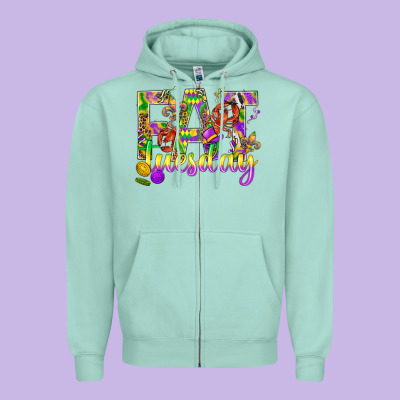 Mardi Gras Fat Tuesday Zipper Hoodie Designed By Bundleandbundleshop