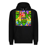 Black Pride LGBTQ+ aliens and stars with rainbow Premium Hoodie - NancyCooperArtShop