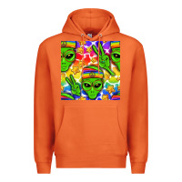 Carrot Pride LGBTQ+ aliens and stars with rainbow Premium Hoodie - NancyCooperArtShop