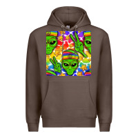 Coffee Pride LGBTQ+ aliens and stars with rainbow Premium Hoodie - NancyCooperArtShop