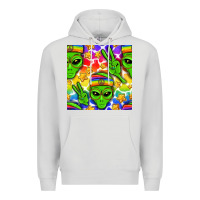 Dove Grey Pride LGBTQ+ aliens and stars with rainbow Premium Hoodie - NancyCooperArtShop