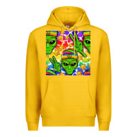 Lemon Pride LGBTQ+ aliens and stars with rainbow Premium Hoodie - NancyCooperArtShop