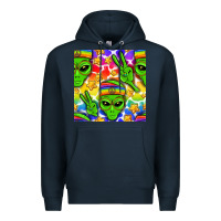 Navy Pride LGBTQ+ aliens and stars with rainbow Premium Hoodie - NancyCooperArtShop