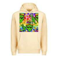 Pina Colada Pride LGBTQ+ aliens and stars with rainbow Premium Hoodie - NancyCooperArtShop
