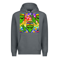 Rock Pride LGBTQ+ aliens and stars with rainbow Premium Hoodie - NancyCooperArtShop