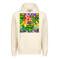 Sandshell Pride LGBTQ+ aliens and stars with rainbow Premium Hoodie - NancyCooperArtShop