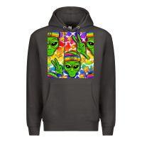 Smoke Pride LGBTQ+ aliens and stars with rainbow Premium Hoodie - NancyCooperArtShop