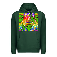 Sports Green Pride LGBTQ+ aliens and stars with rainbow Premium Hoodie - NancyCooperArtShop