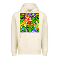 Tofu Pride LGBTQ+ aliens and stars with rainbow Premium Hoodie - NancyCooperArtShop