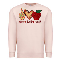 Pale Pink Peace Love Teach Premium Sweatshirt - Bettercallsaul