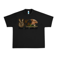 Black Peace Love Wild Cat Head Urban Heavy Tee - LillyAllenDesigns