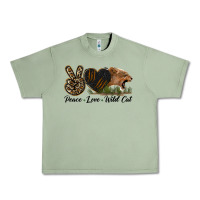 Oil Green Peace Love Wild Cat Head Urban Heavy Tee - LillyAllenDesigns