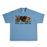 Pebble Blue Peace Love Wild Cat Head Urban Heavy Tee - LillyAllenDesigns