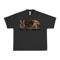 Pigment Black Peace Love Wild Cat Head Urban Heavy Tee - LillyAllenDesigns