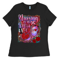 Black nursing is a work of heart Ladies Tee - RanaPortraitStore