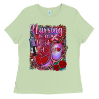 Matcha nursing is a work of heart Ladies Tee - RanaPortraitStore
