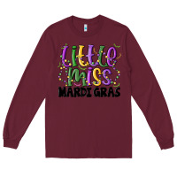 Burgundy little miss mardi gras Long Sleeve Tee - MaliasSmallBusiness