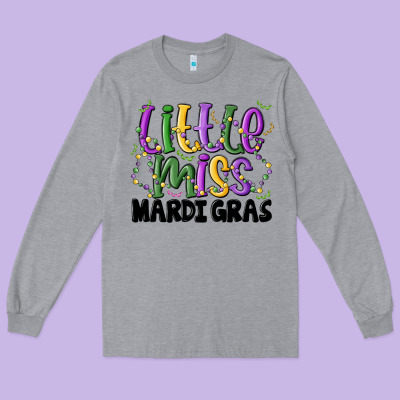 Little Miss Mardi Gras Long Sleeve Tee Designed By Maliassmallbusiness