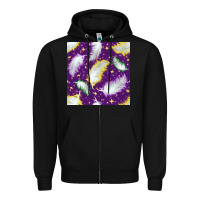 Black Mardi Gras Feathers seamless pattern Zipper Hoodie - BundleAndBundleShop
