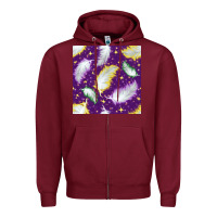 Burgundy Mardi Gras Feathers seamless pattern Zipper Hoodie - BundleAndBundleShop