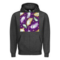 Charcoal Heather Mardi Gras Feathers seamless pattern Zipper Hoodie - BundleAndBundleShop