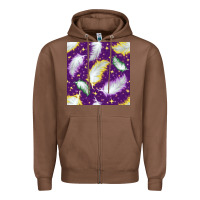 Chestnut Mardi Gras Feathers seamless pattern Zipper Hoodie - BundleAndBundleShop