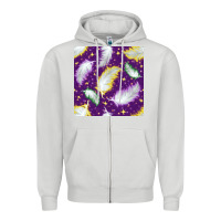 Dove Grey Mardi Gras Feathers seamless pattern Zipper Hoodie - BundleAndBundleShop
