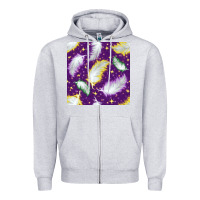 Heather Grey Mardi Gras Feathers seamless pattern Zipper Hoodie - BundleAndBundleShop