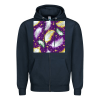 Navy Mardi Gras Feathers seamless pattern Zipper Hoodie - BundleAndBundleShop