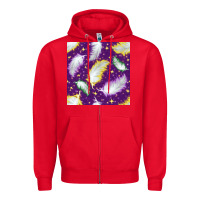 Red Mardi Gras Feathers seamless pattern Zipper Hoodie - BundleAndBundleShop
