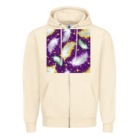 Sandshell Mardi Gras Feathers seamless pattern Zipper Hoodie - BundleAndBundleShop