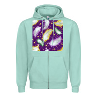 Seafoam Mardi Gras Feathers seamless pattern Zipper Hoodie - BundleAndBundleShop