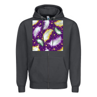 Smoke Mardi Gras Feathers seamless pattern Zipper Hoodie - BundleAndBundleShop