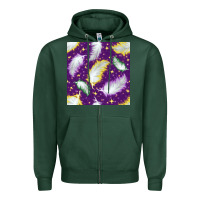 Sports Green Mardi Gras Feathers seamless pattern Zipper Hoodie - BundleAndBundleShop