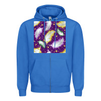 True Royal Mardi Gras Feathers seamless pattern Zipper Hoodie - BundleAndBundleShop