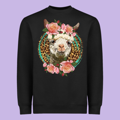 Western Llama And Roses Heavyweight Sweatshirt Designed By Lillyallendesigns