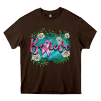 Chocolate Brown breast cancer believe Heavy Core Tee - BarkalooDesign