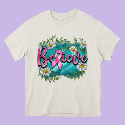Breast Cancer Believe Heavy Core Tee Designed By Barkaloodesign