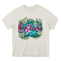 Cream breast cancer believe Heavy Core Tee - BarkalooDesign