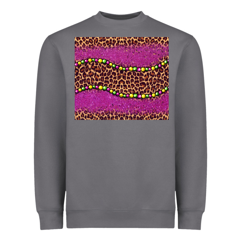 Mardi Gras  Leopard Pink Glitter Bead Heavyweight Sweatshirt by BarkalooDesign | Teevron