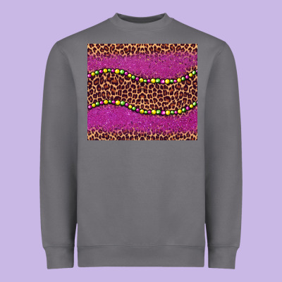Mardi Gras  Leopard Pink Glitter Bead Heavyweight Sweatshirt Designed By Barkaloodesign
