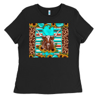 Black texas longhorn sunflower gemstone Ladies Tee - JahusDesignShop