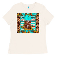 Bone texas longhorn sunflower gemstone Ladies Tee - JahusDesignShop