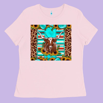 Texas Longhorn Sunflower Gemstone Ladies Tee Designed By Jahusdesignshop