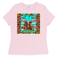 Bubblegum Pink texas longhorn sunflower gemstone Ladies Tee - JahusDesignShop