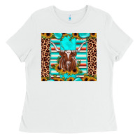 White texas longhorn sunflower gemstone Ladies Tee - JahusDesignShop