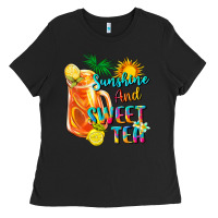 Black sunshine and sweet tea Ladies Tee - texasbilliewilder