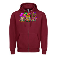 Burgundy Mardi Gras Gnomies Cakes Flowers And Balloon Zipper Hoodie - BundleAndBundleShop